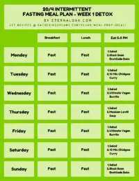 20_4 Week 1 Detox Intermittent Fasting Meal Plan Example