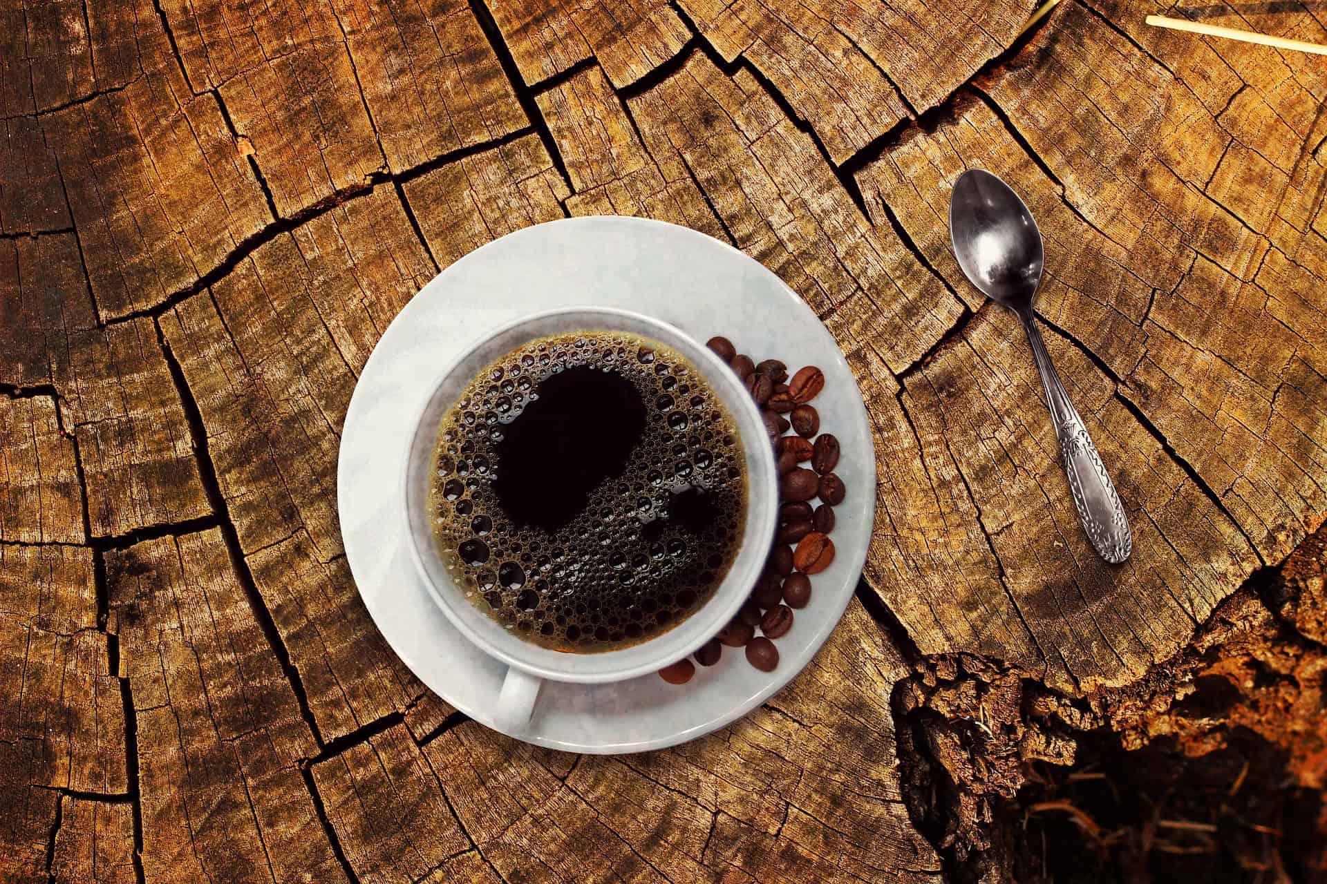 fasting black coffee on wood mug