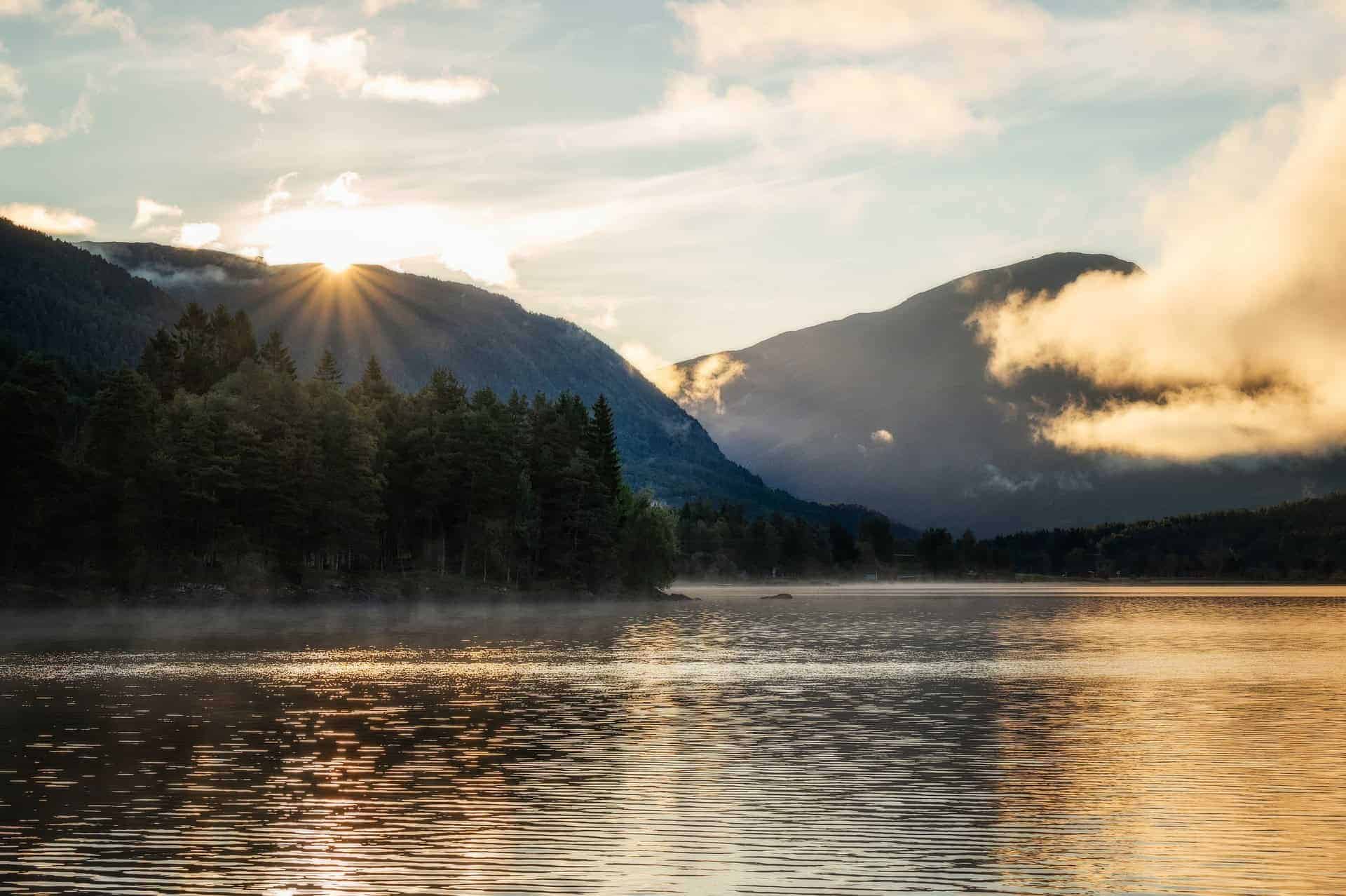 sunrise over lake