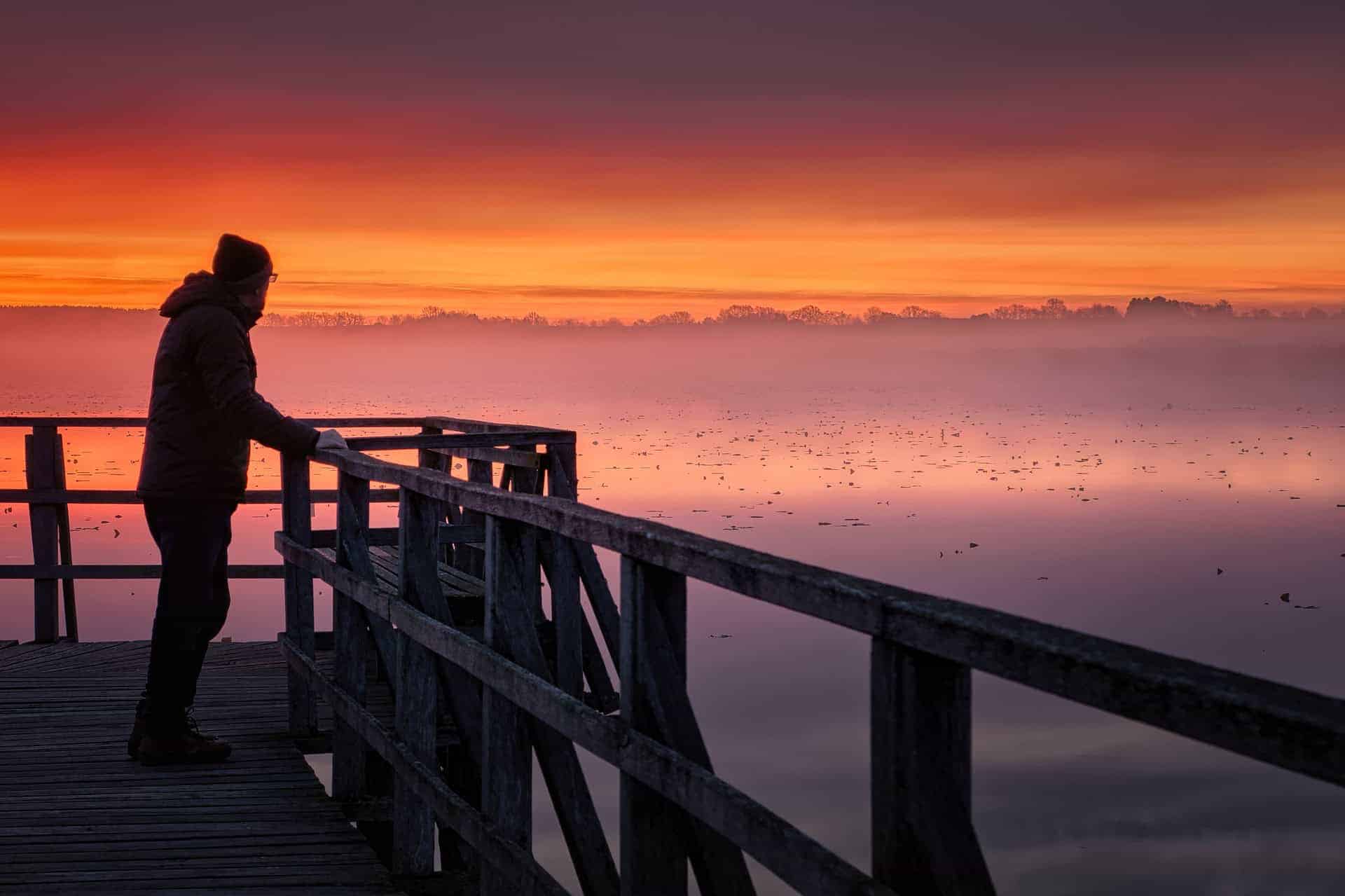 sunrise over pier